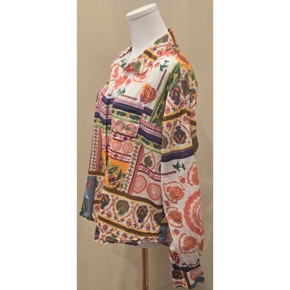 Calypso St. Barth Colorful Long Sleeve Button Down Shirt Womens Medium - Picture 3 of 9
